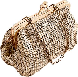 Generic SRTUMEY Women Rhinestone Crystal Evening Clutch Bag Evening Handbag Party Pouch Handbag Crossbody Bags with Shoulder Chain 2024 2_Gold