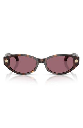 Versace 54mm Cat Eye Sunglasses in Havana/violet at Nordstrom