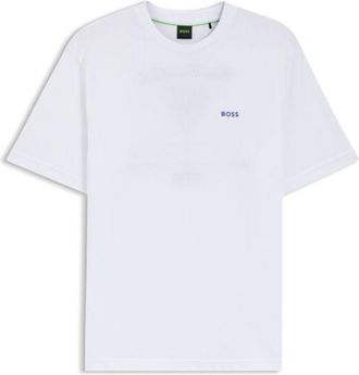BOSS Embroidered-artwork T-shirt in cotton mesh
