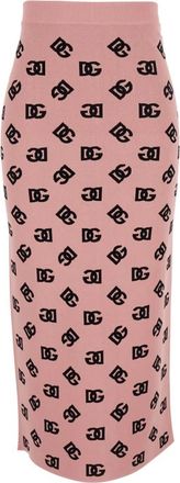 Dolce & Gabbana Rokken, Dames, Roze, S, Roze potloodrok met all-over logoprint