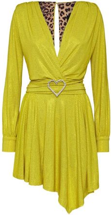 Philipp Plein Artemis Crystal Short Dress - Dames - Feestkleedjes - Geel - L - Kleedjes