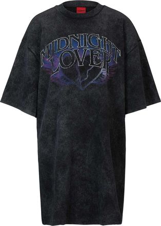 HUGO BOSS Hugo Dames/Dames Nelaja Katoenen Jersey Oversized T-shirt Jurk (Zwart)