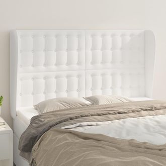 vidaXL Cabecero Con Orejas De Cuero Sint&eacute;tico Blanco 147x23x118/128 Cm Vidaxl