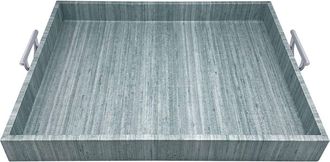 Mariposa Capri Faux Grasscloth Tray in Aqua at Nordstrom