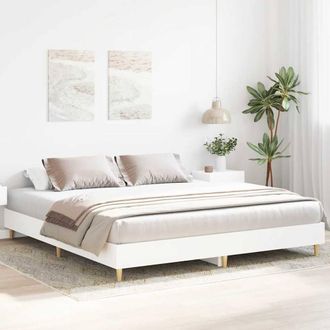 Berkfield Home Durable Bed Frame without Mattress White 180x200cm Engineered Wood | Size: Super King