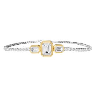Diamond2Deal 925 Sterling Silver Silver 5 Ct Radiant Cut Lab Grown Diamond Tennis Bracelet 7