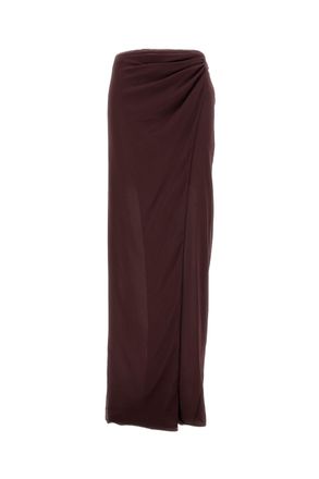 Andamane Draped Midi Skirt with Concealed Zip and Side Split