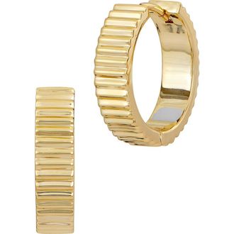 Savvy Cie Jewels Ribbed Hoop Earrings in Yellow at Nordstrom Rack
