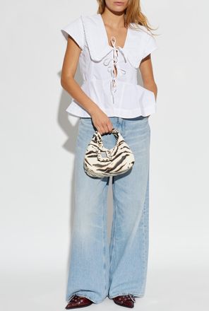 Ganni Peplum Top, Womens, White