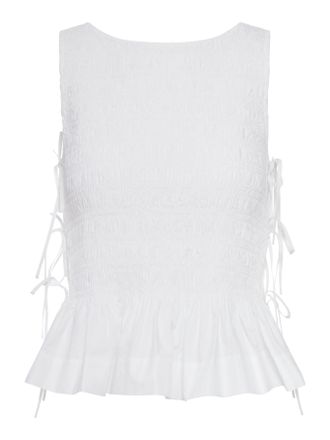 Ganni WHITE COTTON TOP WITH LAYERS - Ganni - Woman