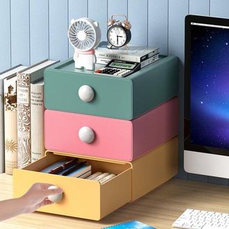 OEM Estanter&iacute;a De Almacenamiento De 2 Niveles Color Crema Con Caj&oacute;n Transparente: Organizador Compacto Para Escritorio, Ba&ntilde;o Y Cocina
