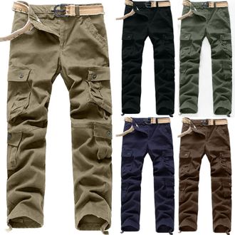 Generic Work Trousers Men Elasticated Waist Cargo Trousers Regular Fit Sweatpants Combat Tactical Pants Lightweight Hiking Walking Casual Cargo Pants Outdoor 