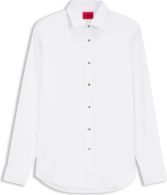 HUGO BOSS Slim-fit shirt in structured cotton poplin