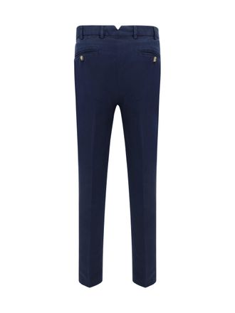 Brunello Cucinelli Mens Dyed Cotton Pants Navy Trousers