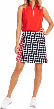 KINONA Hana Inside The Ropes Golf Skorts In Houndstooth Black