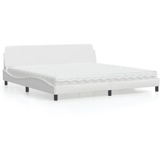vidaXL Vidaxl - Cama Con Colch&oacute;n Cuero Sint&eacute;tico Blanco 200x200 Cm