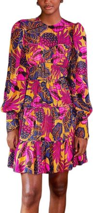 Farm Rio Fruit Dream Yellow Long Sleeve Mini Dress