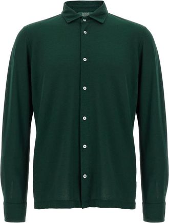 Zanone Ice Cotton Shirt - Heren - Casual Overhemden - Groen - M - Katoen - Overhemden