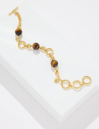 Talbots Odette Tigers Eye Toggle Bracelet - Tigers / Gold - 001 Talbots