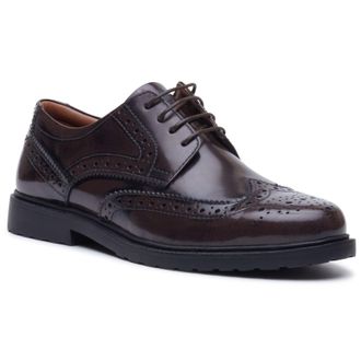 Hush Puppies Verity Hi-Shine Leren Dames Chocolade Brogues Schoenen