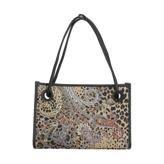 Etro Etro, Tote Bags, female, Beige, Size: ONE SIZE Eye Small Animal Paisley Printed Canvas Tote Bag