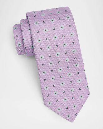Canali Men & apos;s Medallion Woven Silk Tie