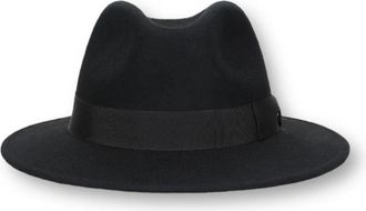 Borsalino Vilt Wol Lint Hoed - Heren - Hoeden - Zwart - 59 CM - Wol - Accessoires