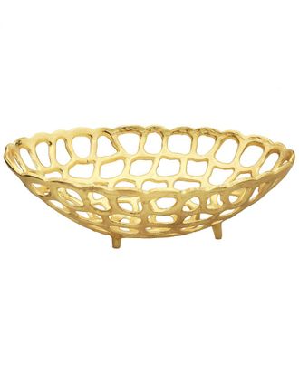 Classic Touch Gold Oval Looped Bread Basket