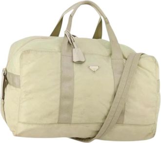 Prada Pre-owned Vintage Boston Bag - Dames - Vintage Weekendtas - Beige - ONE Size - Nylon - Vintage