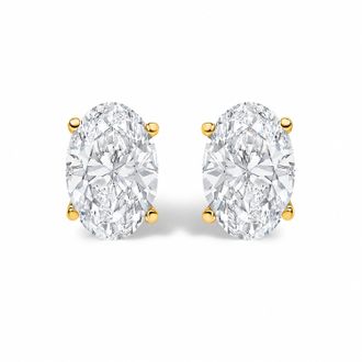 House of Brilliance 14K Gold Lab Grown Oval Diamond Solitaire Stud Earrings