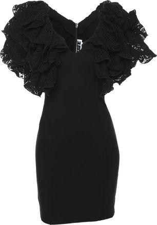 Rotate Abito corto Carmen con scollo a V - Nero