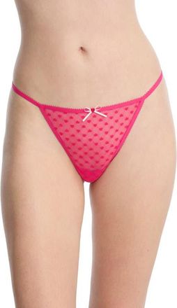 Skarlett Blue Heart Breaker Lace G-String Thong in Neon Fuchsia at Nordstrom, Size X-Large