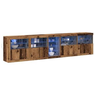 Berkfield Home Sideboard with LED Lights Old Wood 283x37x67 cm Engineered Wood in Brown | Size: 283 x 37 x 67 cm