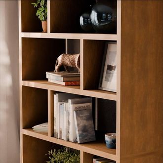 Sweeek 5-tier Asymmetrical Bookshelf With 10 Compartments in Brown