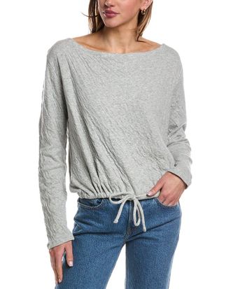 Sol Angeles Crinkle Off-Shoulder Sweatshirt