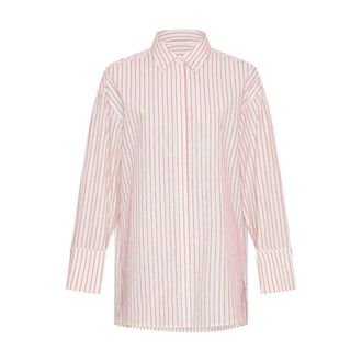 Moss Copenhagen Overhemden, Dames, Beige, S, Katoen, Zenika Shirt STP