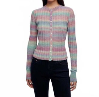 Re/Done Poor Boy Rib Slim Cardigan In Spirulina Combo