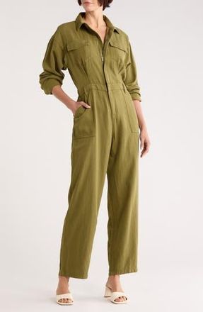 Good American Oversize Long Sleeve Lite Jumpsuit in Martini Olive002 at Nordstrom Rack, Size X-Small