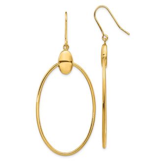 Diamond2Deal 14K Yellow Gold Oval Shape Drop Dangle Earrings