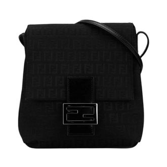 Fendi Pre-owned Zucca Crossbody - Dames - Pre-owned - Zwart - Maat: ONE Size Leer