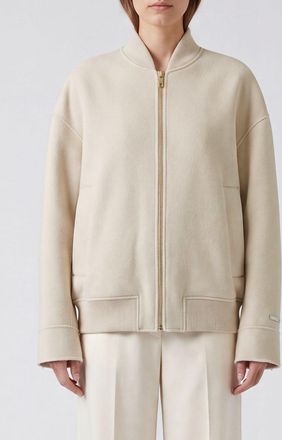 Sportmax Bomber corto in pura lana vergine con logo a contrasto