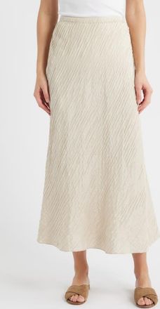 Eileen Fisher Stretch Silk Bias Cut Midi Skirt in Papyrus at Nordstrom, Size Xx-Small