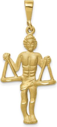 Diamond2Deal 14k Yellow Gold Satin Diamond-cut Libra Zodiac Charm