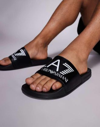 Emporio Armani Armani - EA7 - Sliders da mare nere con logo-Nero