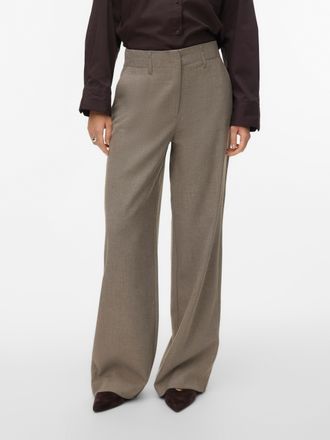 Vero Moda Anzughose VERO MODA VMBESTIE HW WIDE PANT NOOS, Damen, Gr. 34, L&auml;nge 32, moon rock detail:melange, Web, Obermaterial: 94% Polyester, 4% Viskose, 2% El