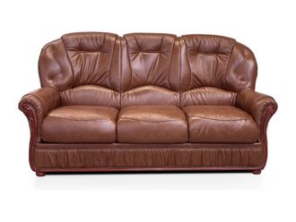 VENTE-UNIQUE.COM Sof&aacute; fijo 100% piel 3 plazas marr&oacute;n chocolate 183x91cm