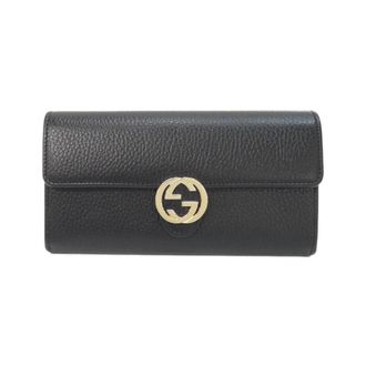 Gucci Black Leather Long Wallet (Bi-Fold) (Pre-Owned)