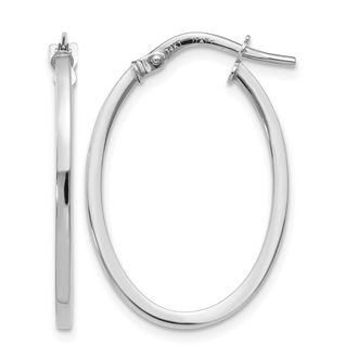 Diamond2Deal 10K White Gold Oval Shape Hoop Earrings