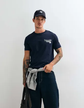 GANT T-shirt a maniche corte blu scuro con scritta grafica