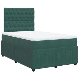 vidaXL Cama Box Spring Con Colch&oacute;n Terciopelo Verde Oscuro 120x200 Cm Vidaxl